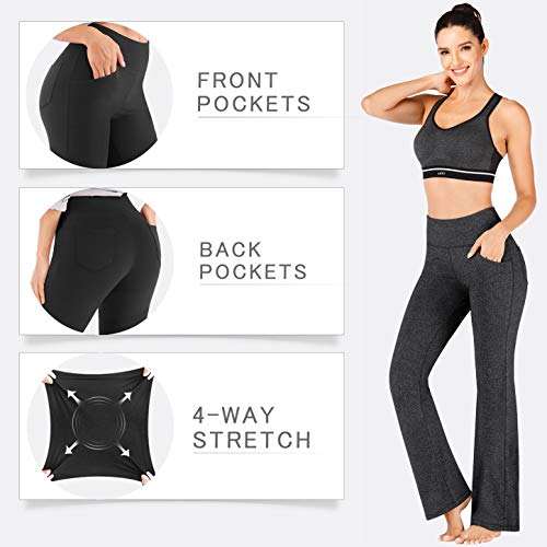 Image of Yoga Pants Women High Waist Workout Bootcut Flare Leggings with Pockets