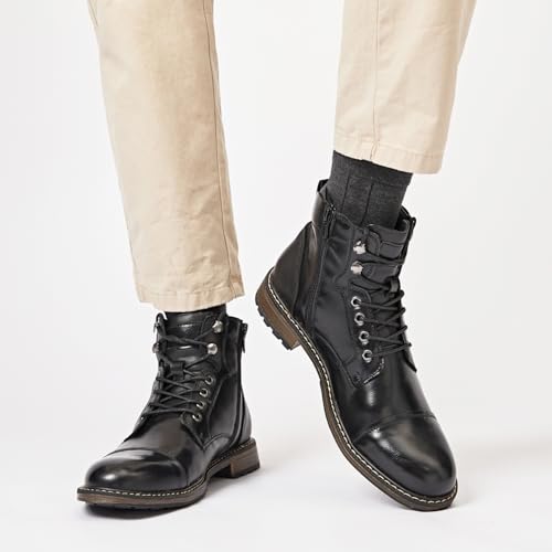 Men's Ankle Boots Motocycle Boots Lace-up Cap Toe Casual Chukka Boots with Side Zipper2