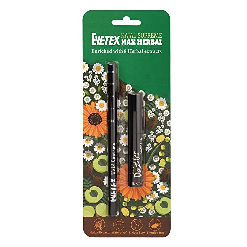 Eyetex combo pack: Kajal Supreme Max Herbal, 0.35g + Dazller Mascara, 4.1g