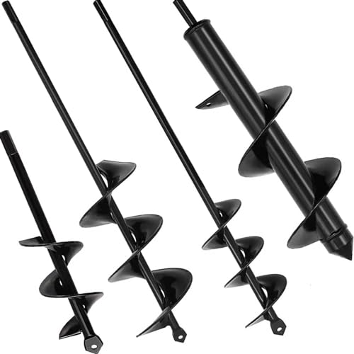 TCBWFY 4 Set Auger Drill Bit for Planting,Heavy Duty Garden Auger Spiral Drill Bit Bulb Planter Tool for Planting Bedding Plants,Universal for Cordless Drill(1.6"x9",1.6"x16.5",3"x16.5",3"x12")