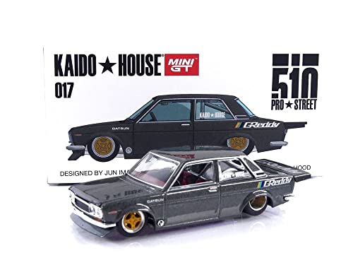 Modelo a escala 1/64 Datsun 510 Pro Street gris metalizado miniatura 5