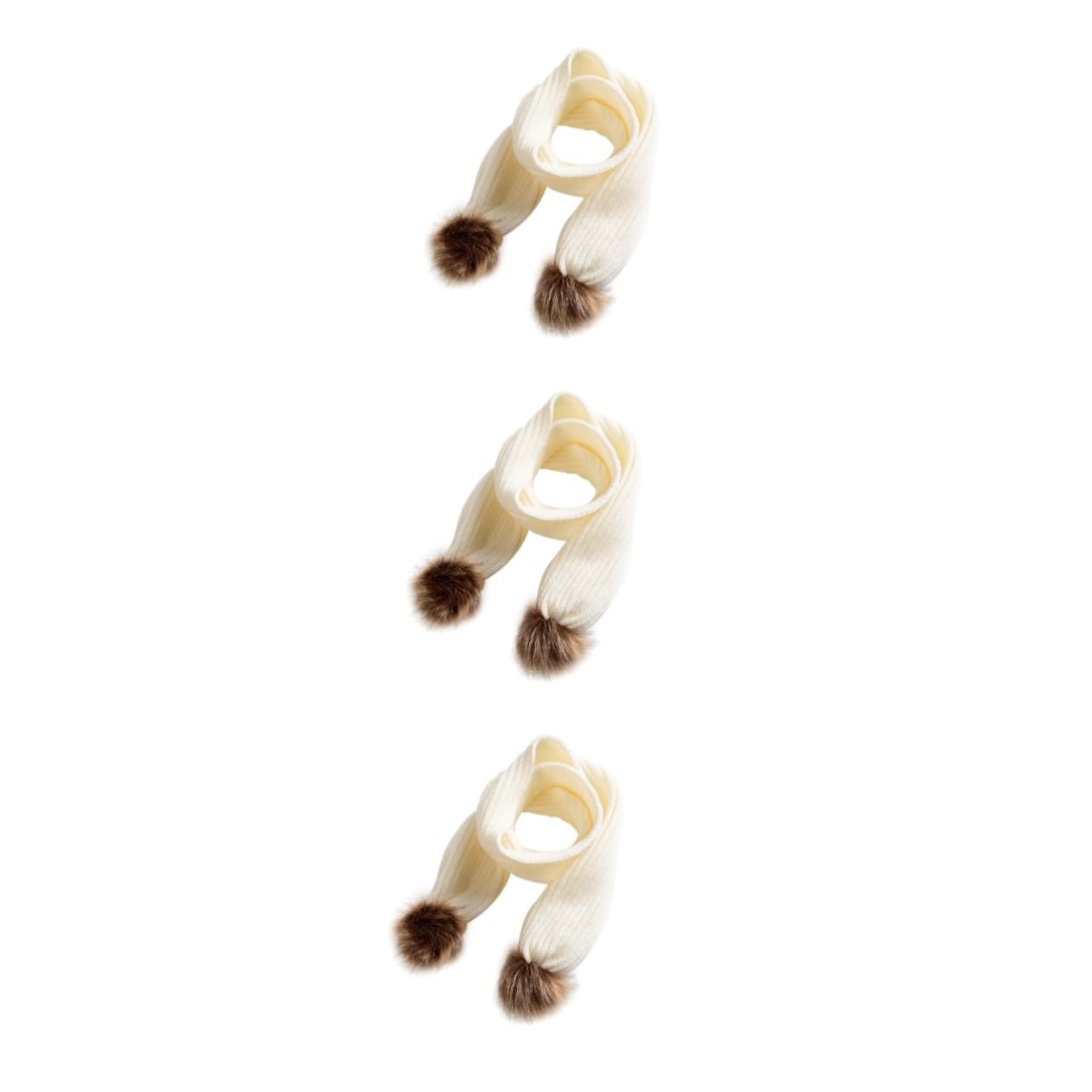 3pezzi Sciarpa Invernale Per Design Palle Calda e Morbida Accessorio Per Ragazzi e Ragazze Inverno Bianco