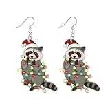 RLHRNDE Christmas Earrings for Women Girls Cute Acrylic Christmas Rooster Chicken Farm Boots Cat Santa Claus Light Drop Dangle Earrings Xmas Holiday Jewelry Accessories (Brown Bear)