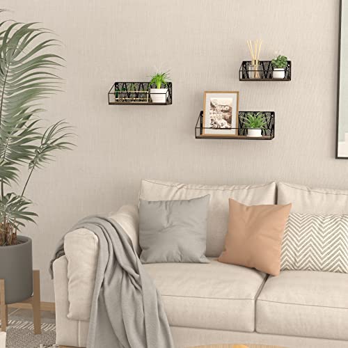 Edenseelake Floating Wall Shelves Set Of 3, Cedar Pattern Wall Mounted Shelf For Bedroom, Living Room, Bathroom, Kitchen, Office #TOP5