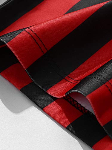 Acsuss Mens Striped Wrestling Singlet Boxer Bodysuit Weight Lifting Stretchy Leotard Shapewear Red&Black Medium #TOP6