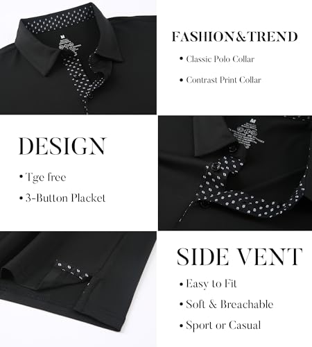 SAMERM Men's Golf Shirts Long Sleeve Casual Polo Shirts for Men Moisture Wicking UPF 50+ Lightweight Workwear Office4