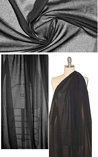 Puresilks Tela de algodón transparente negra más profunda, 44 pulgadas de ancho
