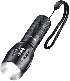 Zoomable LED Flashlight - Battery Powered Tactical Torch Portable 200x Zooming Flash Light Adjustable Focus and Strobe Light - Long Lasting Camping, Hiking, Walking, Running at Night Safety Light