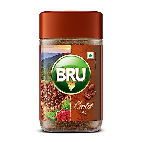 Image of Bru Gold Freeze Dried Pack Of 3, Flavoured Instant Coffee - 55 Gms Each Of Vanilla, Caramel And Classic, Glass Bottle, Ground