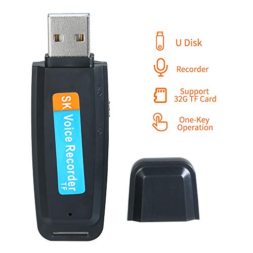 Aibecy gravador de voz USB portátil recarregável gravador de disco em U suporte de armazenamento de