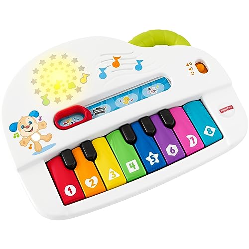 Fisher Price Ríe y Aprende Piano musical, juguete con música y sonidos para bebé +6 meses, Versión: Aleman, GFK01