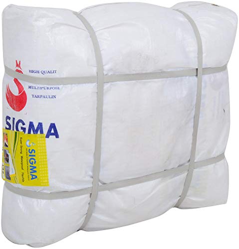 Image of SIGMA (LABLE) 15FT X 12FT 230 GSM Tarpaulin Sheet Waterproof Heavy Duty Tirpal Tadpatri Tarpal UV Treated, Vehicle Rain Protection, Home Roof Shed Temporary Shelter Tent Multipurpose Cover, White