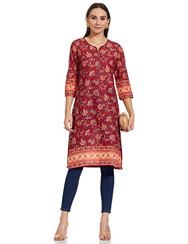 Image of Rangriti Womens Round Neck Printed Kurta