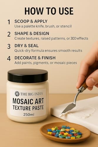 Image of Mosaic Art Texture Paste 250ml - Strong Adhesive for Glass, Ceramic & Stone | Quick-Dry, Non-Toxic Craft Medium for DIY Mosaic & Decorative Projects
