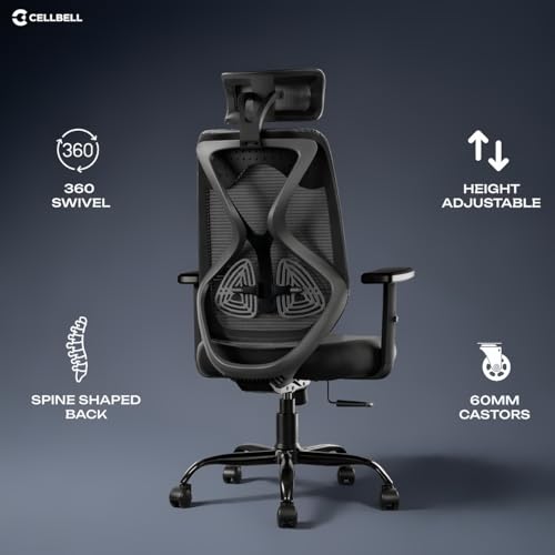 Image of CELLBELL C190 Berlin Office Chair, High Back Mesh Ergonomic Home Office Desk Chair (Black)