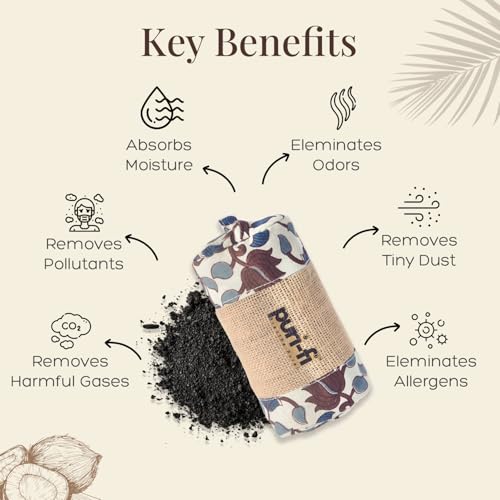 Image of Charcoal Air Purifier (Tropical Bloom) - Non-Electric, Reusable Odor & Moisture Absorber with Coconut Shell Charcoal for Home, Car, Closet & Office. (400gm & 250g), Combo of 2