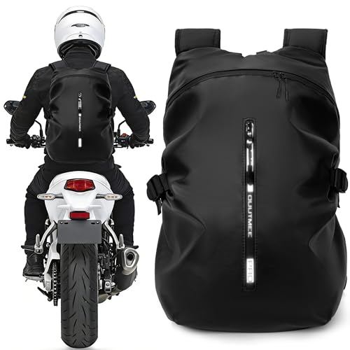OUUTMEE Motorcycle Backpack, Waterproof Helmet Backpack for Men Women, Off-Road Bike Bag, Motorbike Rucksack with Reflective Stripe, Motorbike Travel Backpacks(Small)