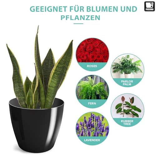 PECZEKO Blumentopf glänzender, Pflanzkübel aus Übertopf Kunststoff Dekorativer Topf für, groß und klein Pflanzen, 2er-Set blumenkübel… – Ansicht 4