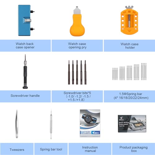 Jorest AJJOER0301ORDUS1 Watch Battery Replacement Kit, Watch Repair Screwdriver, Watch Band Replacement Tool, Watch Wrench Back Remover, Watch Case Opener thumb #8