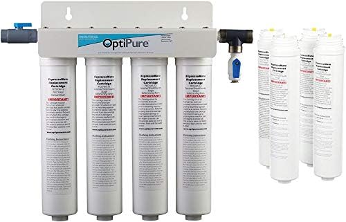 OptiPure EspressoMate EM4 Water Softener System for Espresso Machines, Improves Taste and Removes Impurities, 5-Piece Set