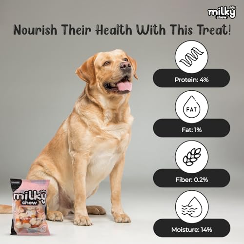 Image of Dogaholic Milky Chew Dog Treats Real Chicken and Milk Protein Rich Dog Snacks Healthy Chewy Dog Treats for Puppies & Adult Dogs Calcium Rich Training Reward Treats (Pack of 1, Chicken Bone Style)
