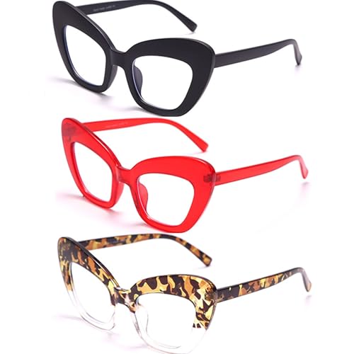 Image of 3 pack Blue Light Blocker Reading Glasses Cat eye Frame Readers Eyeglasses for Women