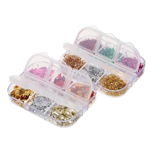 HAPINARY 2 Boxes Nail Art Foil Nail Flakes Holographic Nail Foil Flakes Nail Foil Flakes Nail Salon Supplies Foil for Nails Nail Sequins Nail Art Flakes Nail Glitter