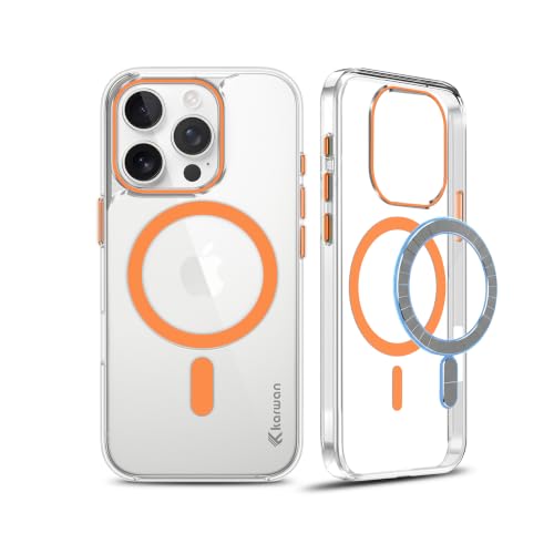 Image of KARWAN Crystal Clear Transparent Back Cover Case with Camera Protection,Compatible with iPhone 14 Pro, Anti Yellow Clear Shockproof Scratch Resistant Case with Magnetic MagEaze Wireless Charging
