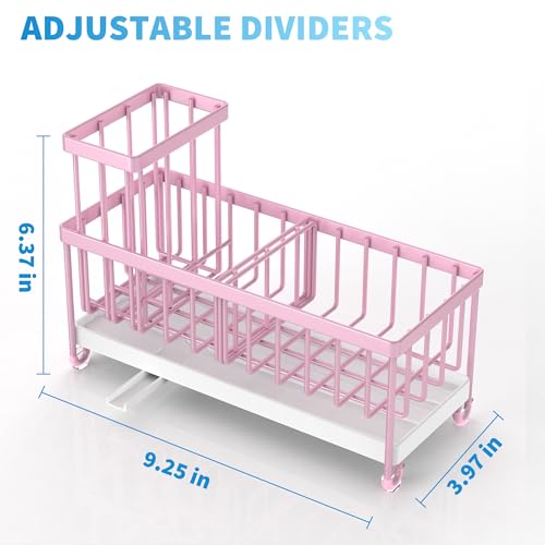 image for Cisily Pink Sponge Holder for Kitchen Sink, Sink Caddy Organizer with 