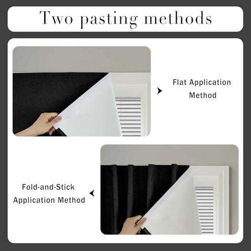 Image of 100% Blackout French Door Curtains, Room Darkening Shades Small Window Curtain Drapes Thermal Insulated Tricia Door Blinds for Classroom Glass Window, W24 x L40 inch, 1 Panel, Black