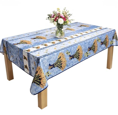Promo Linge Nappe Anti-Tache Motif Bouquet de Blé – Rectangulaire ou Ronde – Plusieurs Tailles – Infroissable, Facile d’Entretien – Style Provençal...