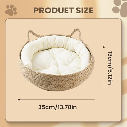 Cama tejida para gatos nido natural transpirable lavable de interior 7