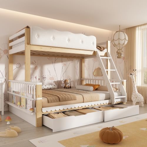 LAKFEW Litera 90(140) x200 cm para 2 Personas, Color Roble+Blanco