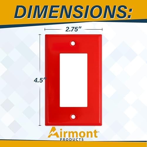 1-Gang Red Metal Rocker Switch Covers, Highly Visible Red Decorator Wall Plates, 1-Gang Standard Size, GFCI Outlet Covers For Hospitals Or Emergency Locations, Heavy Duty Painted Red Metal Wall Plate