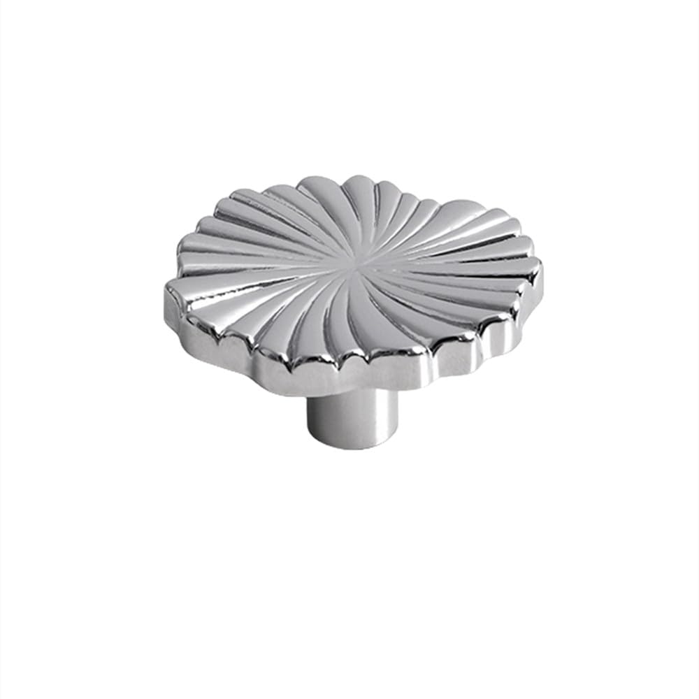 Poignée de meuble en laiton chromé feuille de lotus 38 mm, bouton de tiroir argenté brillant