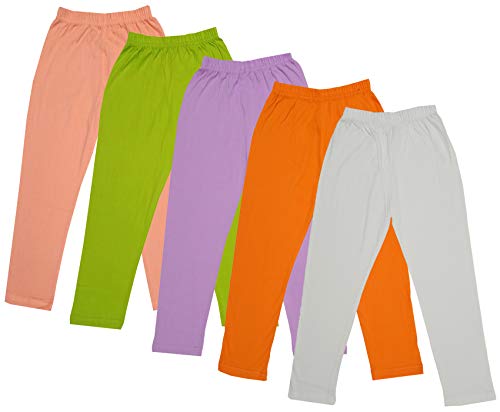 Image of IndiWeaves Girl's Regular Fit Cotton Capri Pants (71800-195196197198199-IW-P5-34 Cream, Orange, Purple, Green, Peach 14 Years-16 Years)