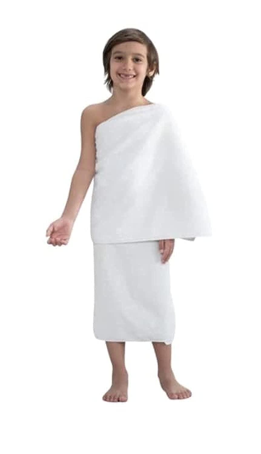 Hajj And Umra Ihram cloth for kids -Premium Quality 2-Piece Microfiber, white - One Size