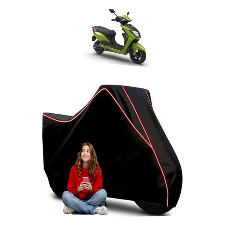 Image of bykes Scooty Bike Cover Water Resistant Outdoor Use Universal Fit Scooters Motorcycles Heavy Duty UV Protection Dust Rain Scratch Resistant Elastic Bottom Black Blue Piping