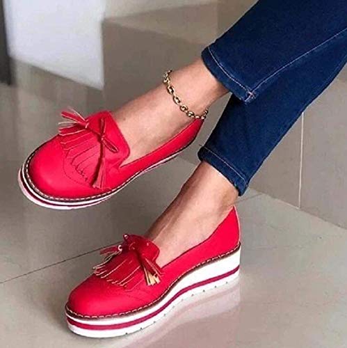 XWCG Women Sandals Closed Toe Sandals Casual Leather Sandals Sandals Womens Wedge Summer Ladies Leather Sandal Retro Round Head Casual Tassel Platform Shoes Beach Shoes,Blue,424