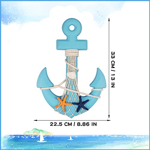 Image of Meching 13 inch Nautical Wooden Anchor with Rope Nautical Beach Wood Anchor Wall Art Decor Door Hanging Ornament Beach Theme Home Decoration
