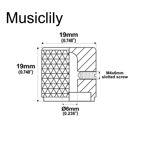 Musiclily Pro 6mm Flat Top Knobs Aço com Parafuso para Telecaster Guitarra e Baixo Precision Bass, C