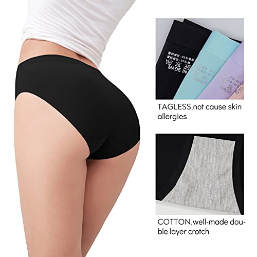Fallsweet No Show Underwear For Women Seamless High Cut Briefs Mid-Waist Soft No Panty Lines,Pack Of 5(Black5,Xxl) #TOP1