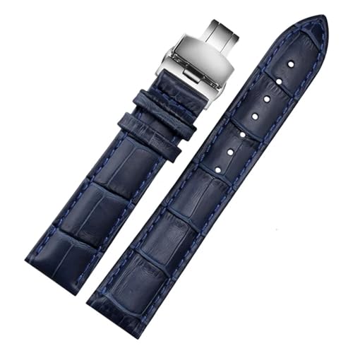 Correa de reloj de cuero genuino azul EZZON de 12mm a 23mm para Citizen y Rossini