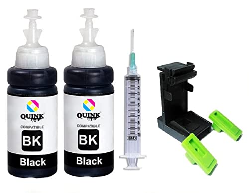 Image of QUINK Refill Ink for Canon PG-47 Ink Cartridge Compatible Printers- E400 / E460 / E480 / E3170 / E3370 / E410 / E470 / E477 / E417 / E4270 (2 BK with Suction Tools),Black
