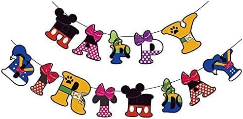 Happy Birthday Party Banner for Mickey Cute Mouse for Kids Baby Boys Shower Party Decorations Party Supplies