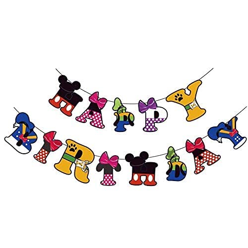 Happy Birthday Party Banner For Mickey Cute Mouse For Kids Baby Boys Shower Party Decorations Party Supplies #TOP1