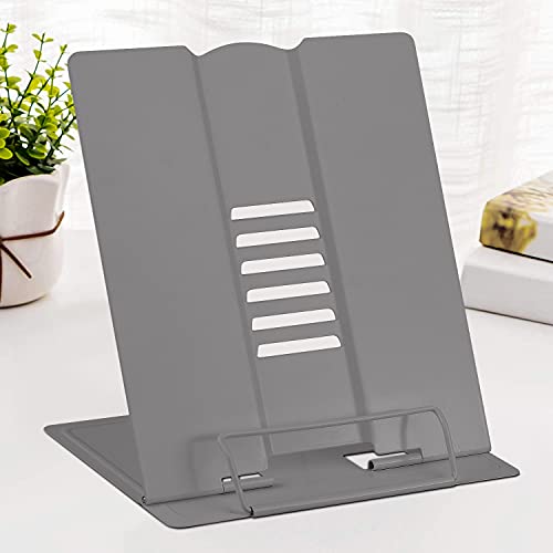 Large Book Stand for Desk Reading Hands Free, MSDADA Book Holder Adjustable Document Cookbooks Holder for Textbooks Tablet Music Books Recipe (Grey)