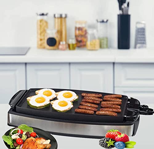 Nonstick Electric Griddle Grill Reversible - Serves 6 To 8 People - With Large Removable Cooking Plate And Stay Cool Handles #TOP5