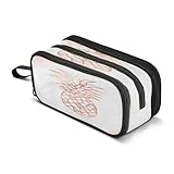 Big Capacity Pencil Case Rose Gold Pineapple on Pink and White Marble Compartment Pen Bag Pouch Holder Box for Office College School Portable Storage Bag for Kids