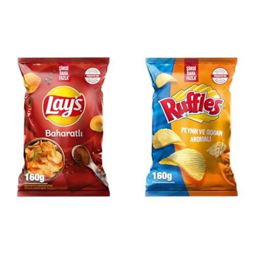 Lay's Baharatlı Parti Boy 160 g x1 + Ruffles Maksimum Peynir & Soğan Parti Boy 160g x1